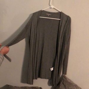 gray cardigan
